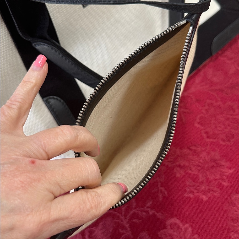Balenciaga Black Leather & Cream Canvas Tote Bag & Zip Pouch - Picture 12 of 12